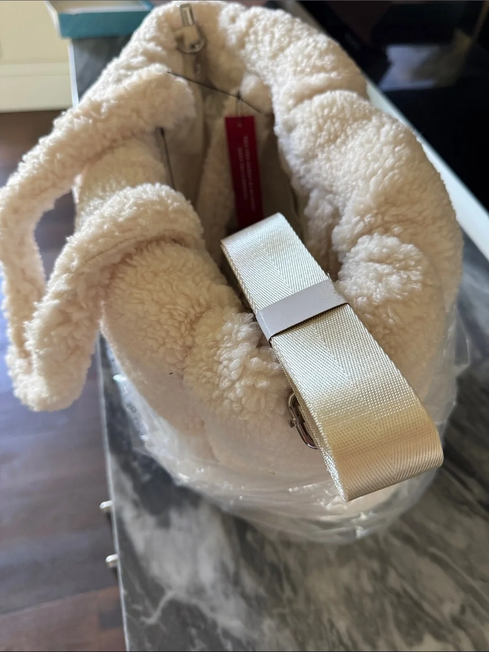 Carbon38 Plush Cream Sherpa Crossbody Bag